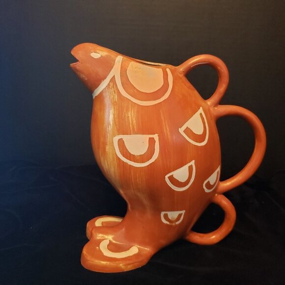 Sigma SAMBURU SAFARI Tribal Handmade Figural Fish Pitcher Stoneware Vintage - Picture 2 of 7